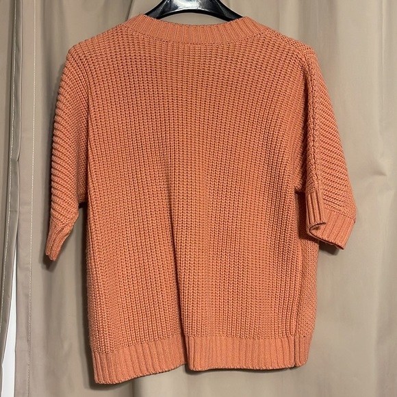 Blair Shaker Stitch Dolman Sweater crew neck short sleeve pink/salmon size M - Picture 3 of 5